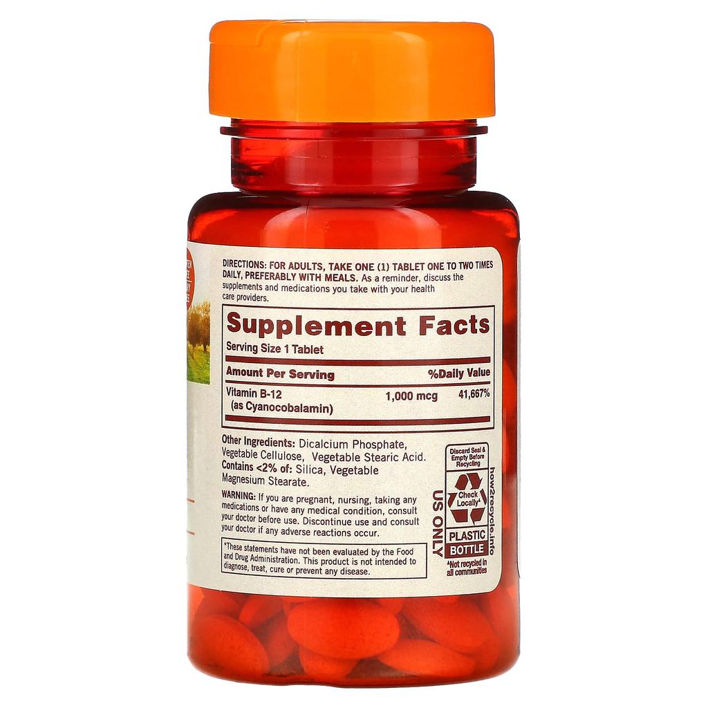 Sundown Naturals, Vitamin B12 mit verlängerter Wirkstofffreisetzung, 1.000 mcg, 120 Tabletten