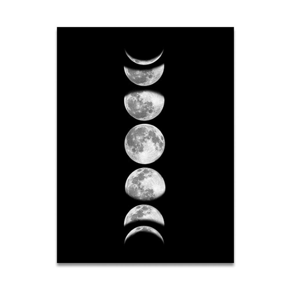 Moon Phases Canvas Painting Rimless Paintings on Wall Art for Home Decorations(Black090 2)