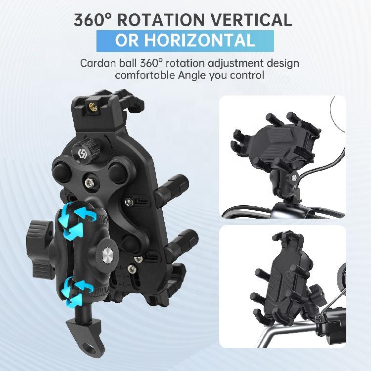 Shockproof Aluminum Alloy Bike Smartphone Stand Anti-Theft Flexible Adjustable Height Sunshade Phone Holder for Motorcycle