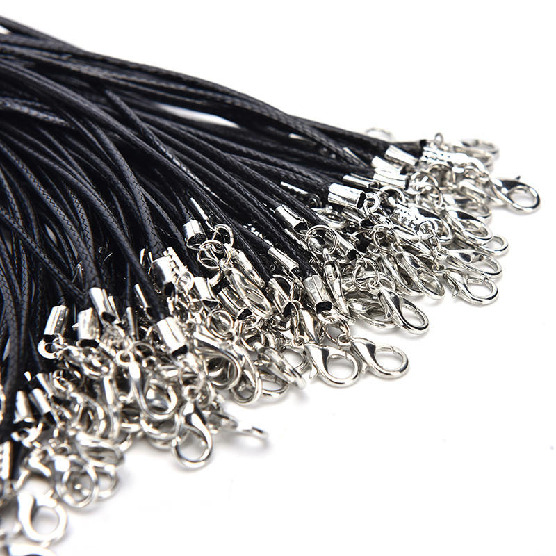 100Pcs Wax Line Necklace Pendant Charms Cord Beads String Lobster Strap Rope Diy