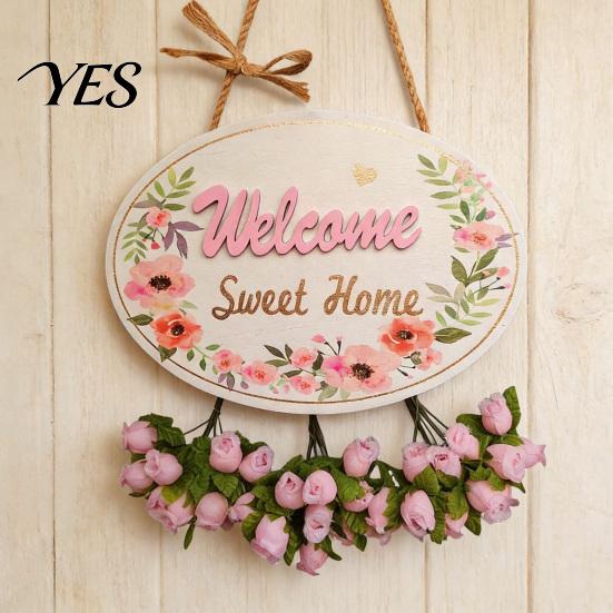 Soft Color Door Number Plate Welcome Sign for Front Door, Entrance Plate, Pastoral Rustic House Wooden Hanging Plaque Home Outdoor Wall Decor Textured