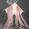 Sheer Tulle Long Cape With Butterfly Lace Cuffs Open Front Flowy Wrap Shawl For Hanfu Cosplay Wedding Photoshoot Outfit