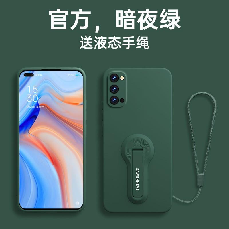 Liquid Silicone Phone Case OPPO Reno 4 / Pro SE With Kickstand Lanyard Shockproof Full Coverage Protective