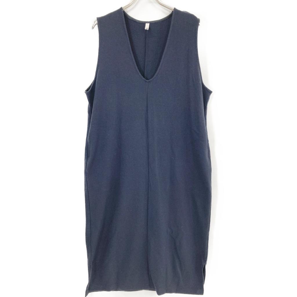 UNIVERSAL TISSU Navy Wool Sleeveless One-piece Dress Not Written NavyUsed