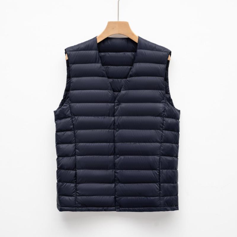 Autumn and Winter Men's Down Vest Light Down Jacket Liner Crew Neck Jacket Solid Color Large Size Vest
