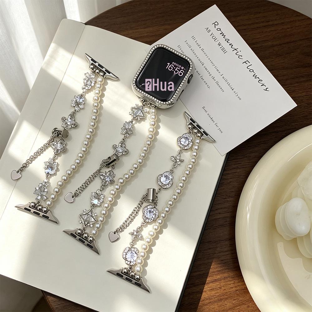 Diamond & Pearl Chain Watch Strap for Apple Watch Series 2-10