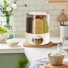 6-Grid Design Rice Dispenser One-Click Output Rotating Rice Bucket Airtight Barrel  Home Use