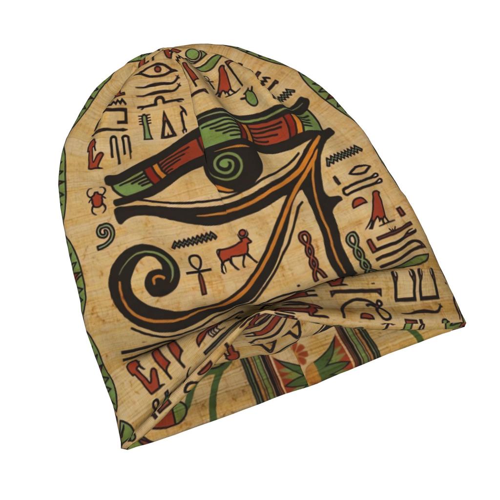 Egyptian Eye of Horus Ornament on Papyrus Fashion Knit Hat for Adults Adds a Stylish Finishing Touch to Everyday Outfits Perfect for City Walks Weeken