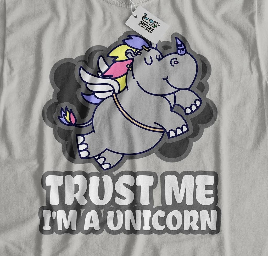 Trust Me I'm A Unicorn! Unisex Funny Rhino T-Shirt And Rainbow Unicorn Gifts