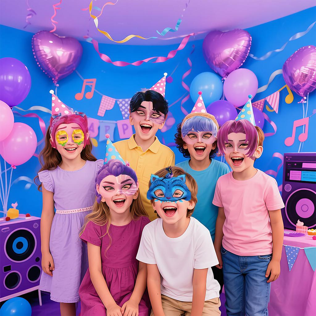 12PCS/Set Demon Hunters Party Decoration Paper Glasses Masks Po Cosplay Props Children's Happy Birthday Party Supplies