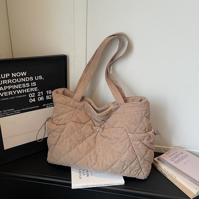 Corduroy Tote Bag Women's Commuter Handbag Large Capacity Shoulder Bag