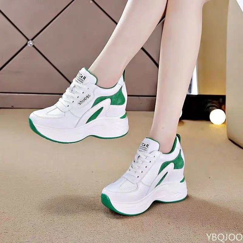 Fashion Color Blocked Interior Height Increasing Sports Women's Shoes 2025 Fashionable Thick Soled Casual Versatile Slimming Vulcanized