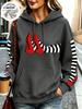 Cute Cartoon Graphic Fleece Hoodie Women Fun Animal Candy Pattern Long Sleeve Pullover