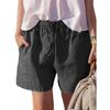 Women Summer Shorts Drawstring Elastic Waist Solid Color Loose Pockets Above Knee Length Soft Breathable Casual Beach Daily Mini Shorts