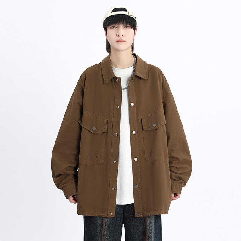 Japanese Retro Long-sleeved Jacket Men's Spring and Autumn New Loose Casual Shirt American High Street Ruffian Jacket