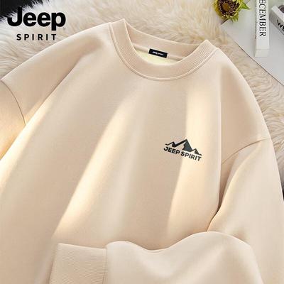 JEEP SPIRIT Men's Heavyweight Fleece-Lined Crew Neck Sweatshirt