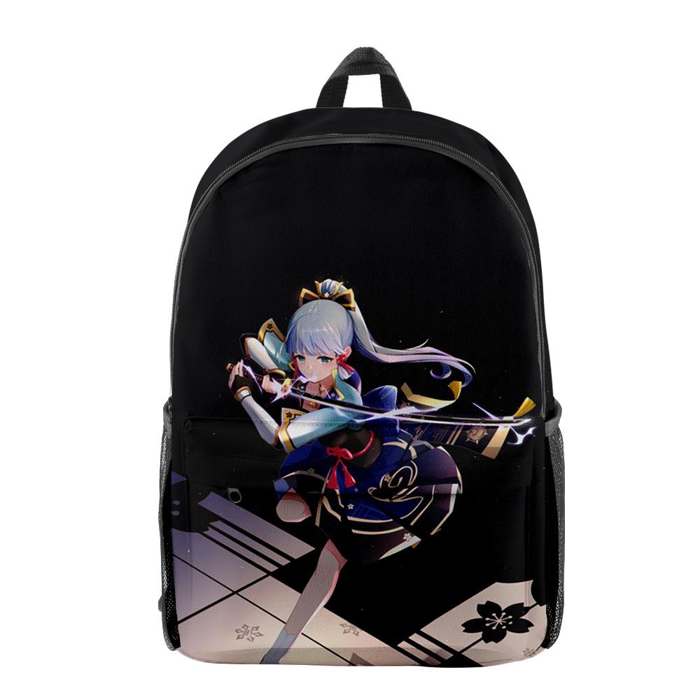 Classic Genshin Impact Kamisato Ayaka Pupil Bookbag Notebook Backpacks 3D Print Oxford Waterproof Boys/Girls Travel Backpacks