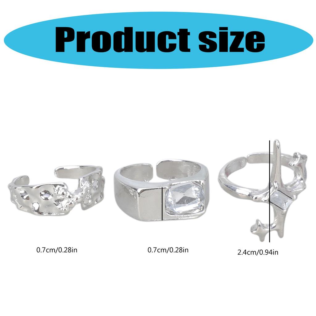 Fashionable Love Zircon Star Texture Couple Rings Decoration Portable for Fashion Couples Daily Use Casual Wear