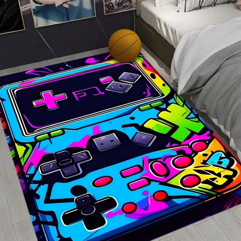 Gamer Rug with Controller Design Carpet for Game Room Gaming Rug for Boys Room  Home Decor Non-slip Switch Gaming Mat