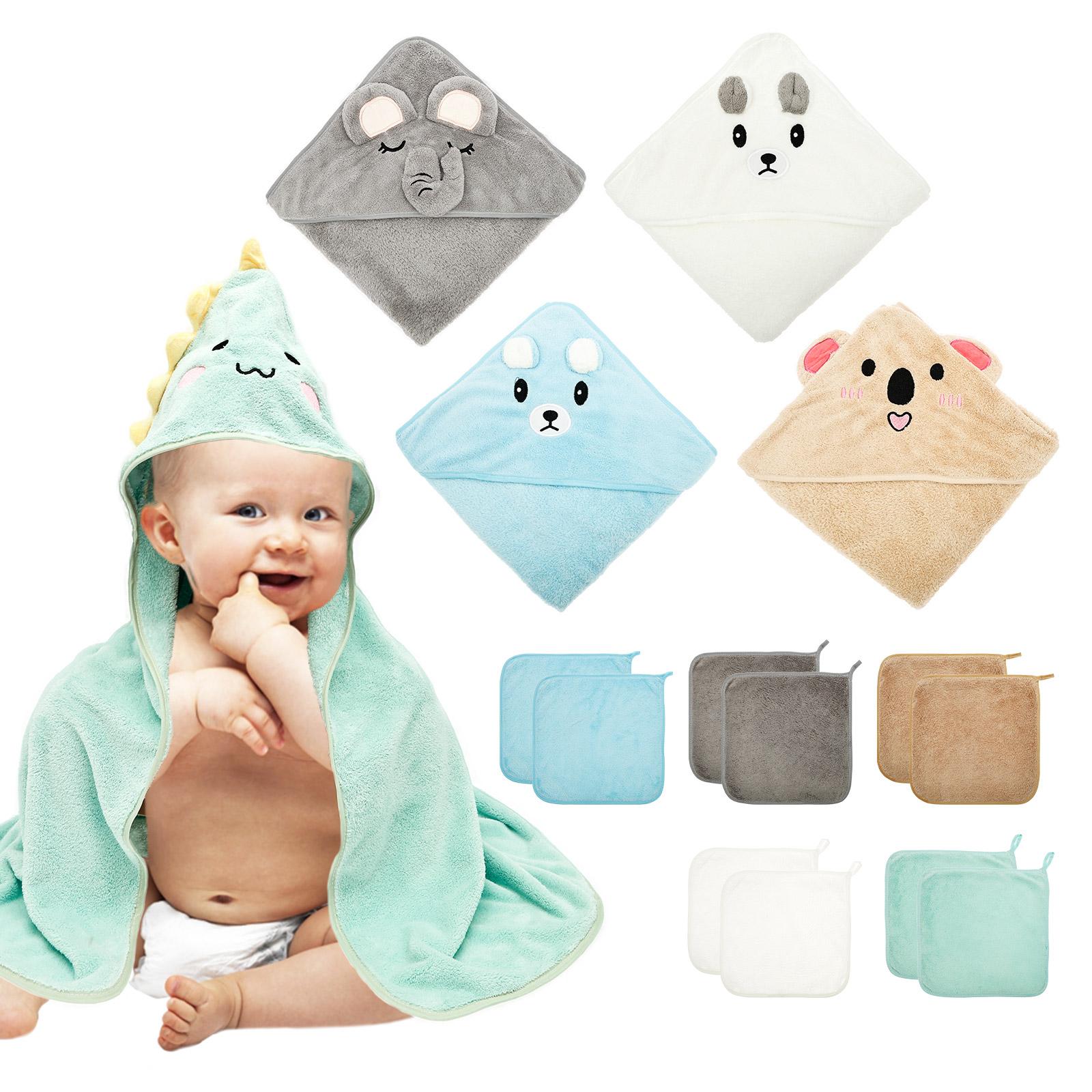

15Pcs Hooded Baby Towel and Washcloth Set Absorbent Coral Fleece Newborn Bath Towel for Girl Boy Infant Toddler Bathrobe Blanket