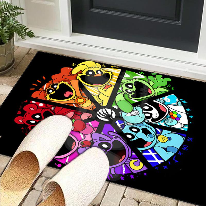 Happy smiling Cartoon Characters Office Rug Chair Mat, Game Carpet, Suitable for Front Door, Bedroom, Living Room, Desk, Holiday Gift