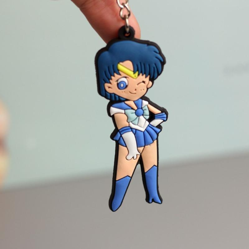 Anime Sailor Moon Keychain Figure Car Key Ring Double Side Chain Fans Collection Holder Bag Pendant Decoration Gift PVC Carry Mini Lightweight