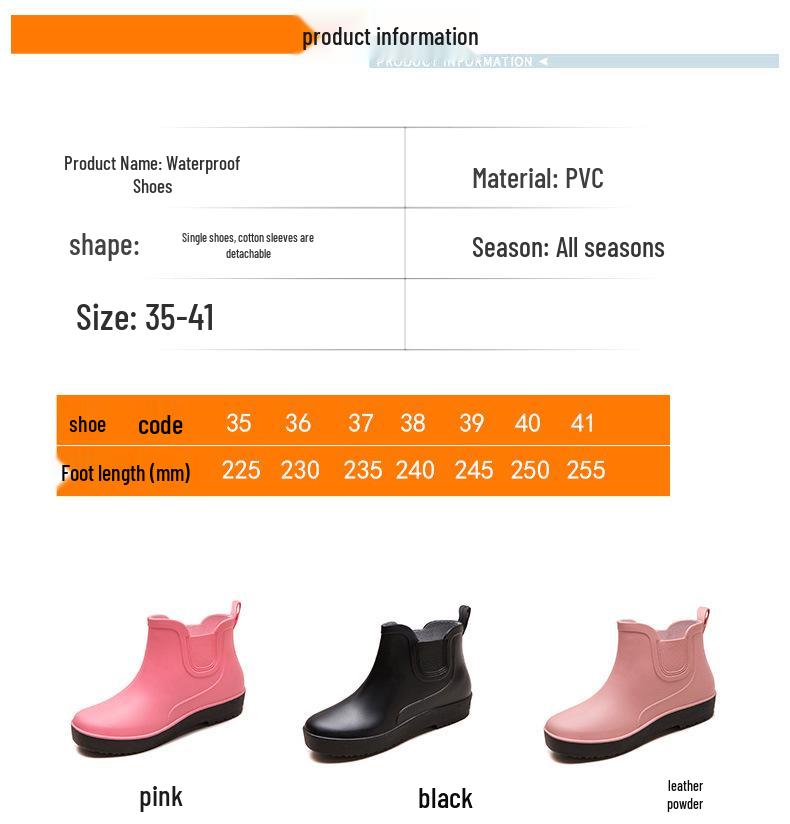 Korean Style Women's Low-Cut Non-Slip Rubber Rain Boots - Fashionable, Short, and Warm