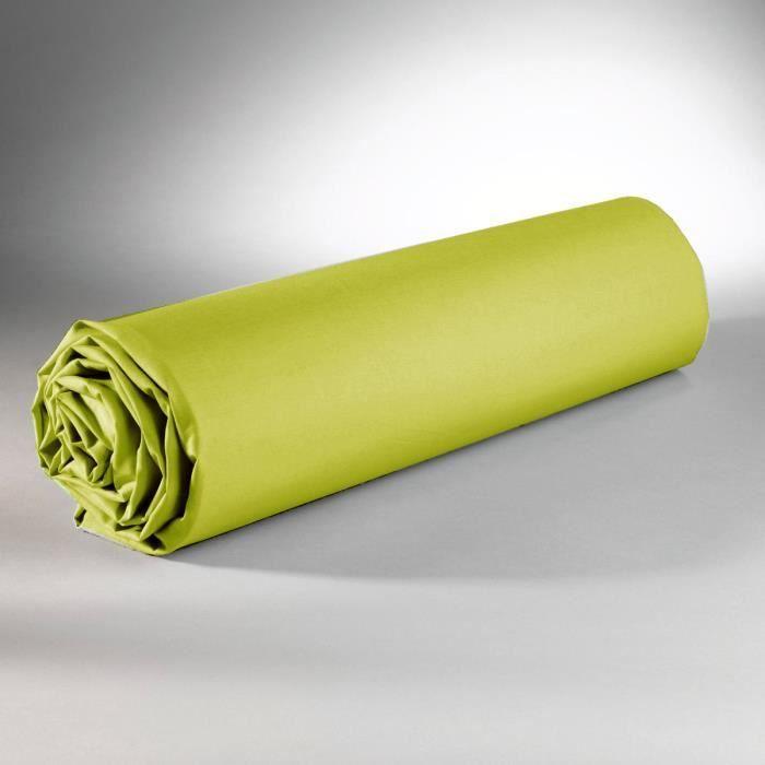 Drap Housse - Anis - 140 x 190 cm - 100% Coton - Douceur Naturelle - Lavable