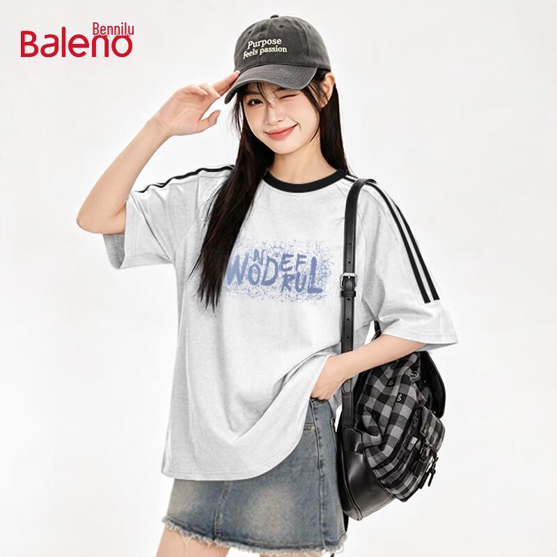 Baleno Women's American Retro Striped Cotton T-Shirt