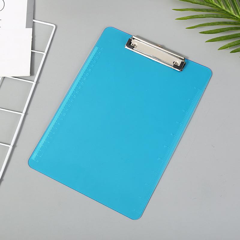 A4 Clear Colored Plastic Scale Clipboard Student Writing Board Artist Paint Pad Copying Plate Office School Folder Clip Mat Gift