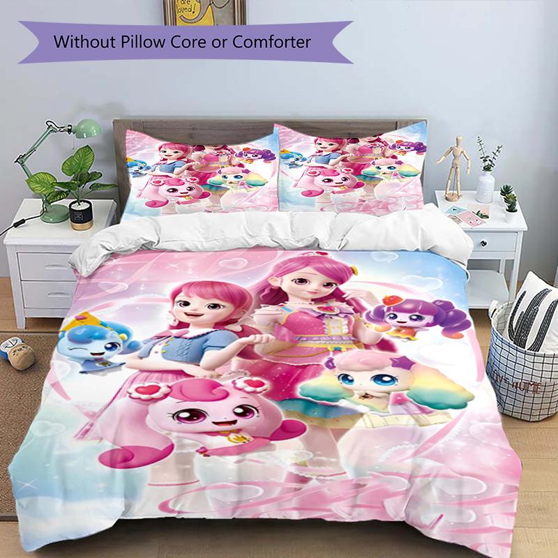 3pcs Magic Sweethear (4) Design Cover Set - HD Printed Bedding with 1 Cover and 2 Pillowcases - Perfect for Home and Dorm Decor