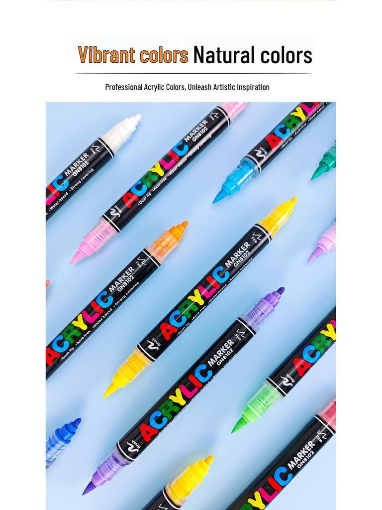 Breite Kollektion 8102 Acryl Doppelspitz-Marker-Set - 168 Farben für DIY-Kunst, Malerei und Graffiti, Stapelbare Pinselstifte