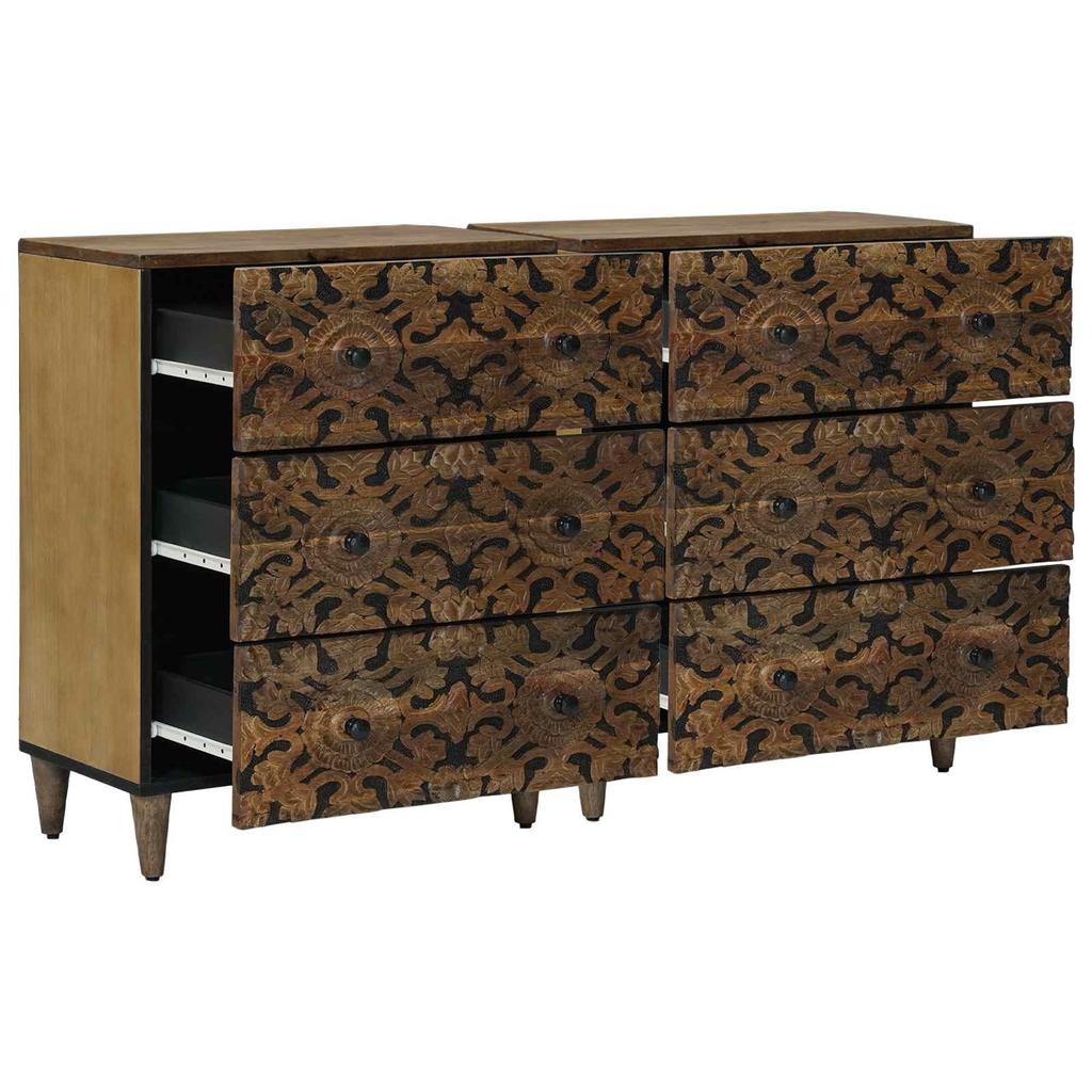 Sideboard 2 Pieces Brown 60 x 33.5 x 75 cm Solid Mango Wood