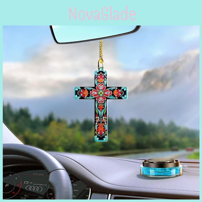 Pingente de Cruz de Páscoa em Acrílico para Carro Com Design Minimalista Para Decoração de Interior de Veículo
