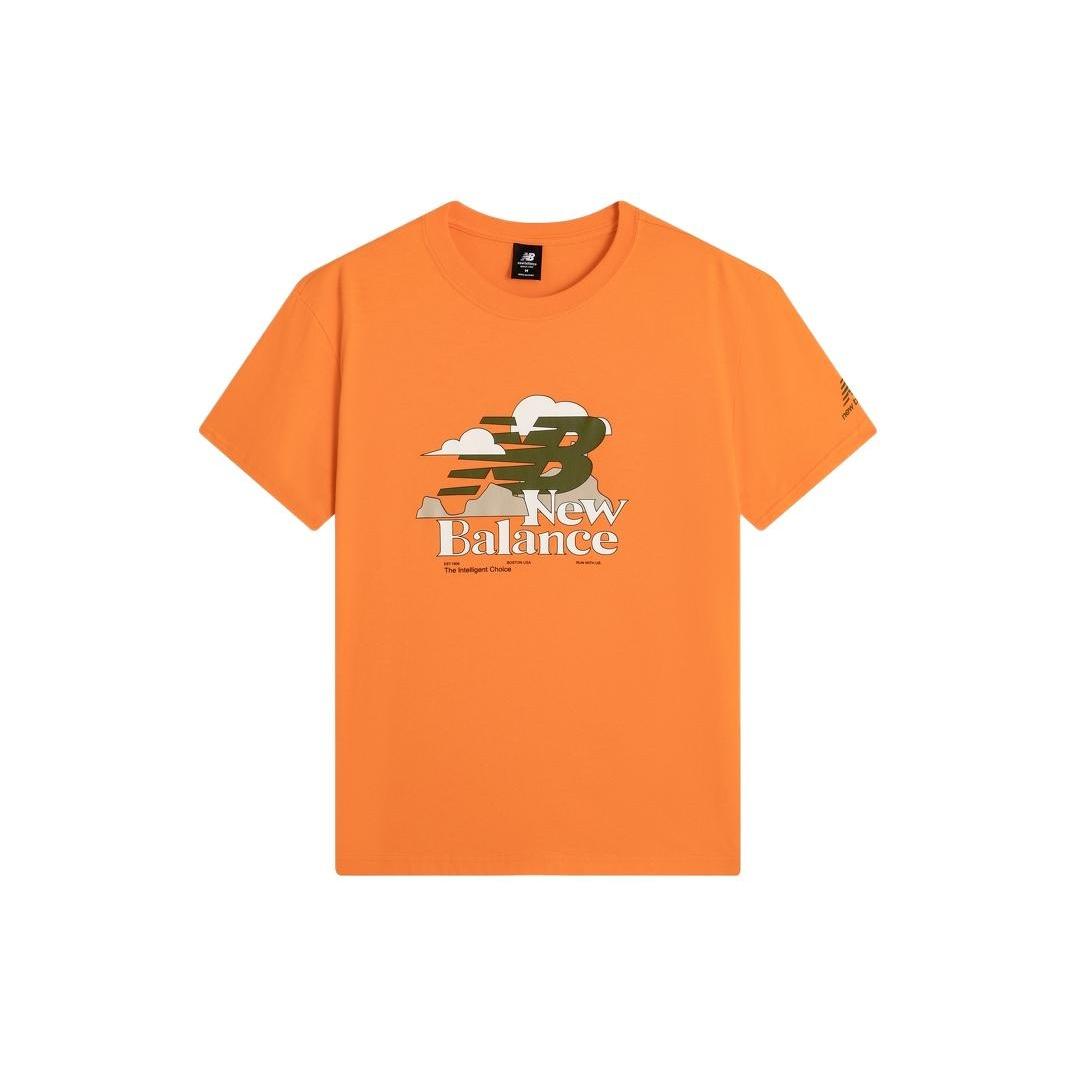 New Balance Logo Print Tee Asia Sizing  Orange Green  Men s AMT22365-SKS S