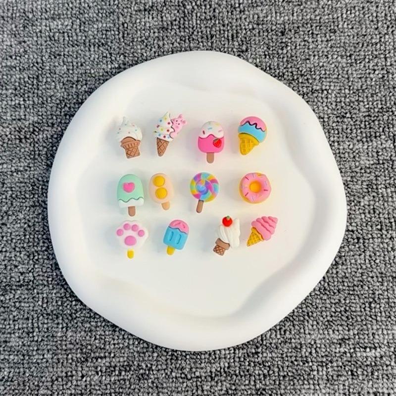 12PCS Fashion Shoe Charms for Clogs Set Accessories Hole Shoe Buckle Summer Cute Ice Cream Doughnut DIY Shoes Decorations