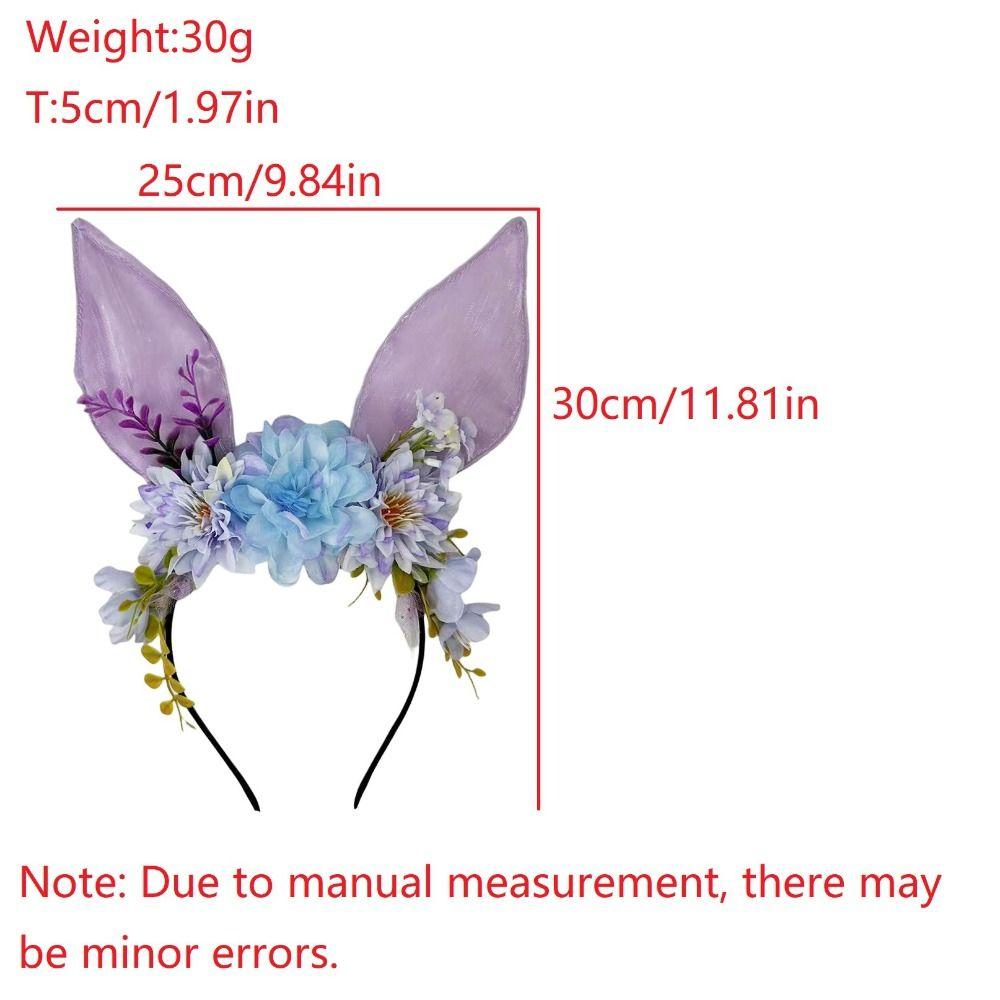 Flower Rabbit Ears Headband Floral Colorful Easter Headwear Cute Headpiece Photography Props Bunny Ears Hair Hoop