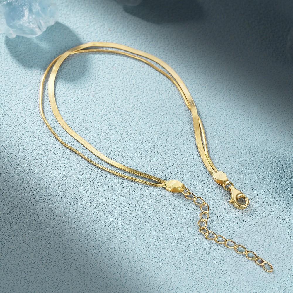 925 Silver Double Layer Snake Bone Chain Bracelet Fashionable Elegant High-End Feelings INS Cold Style Jewelry Accessories