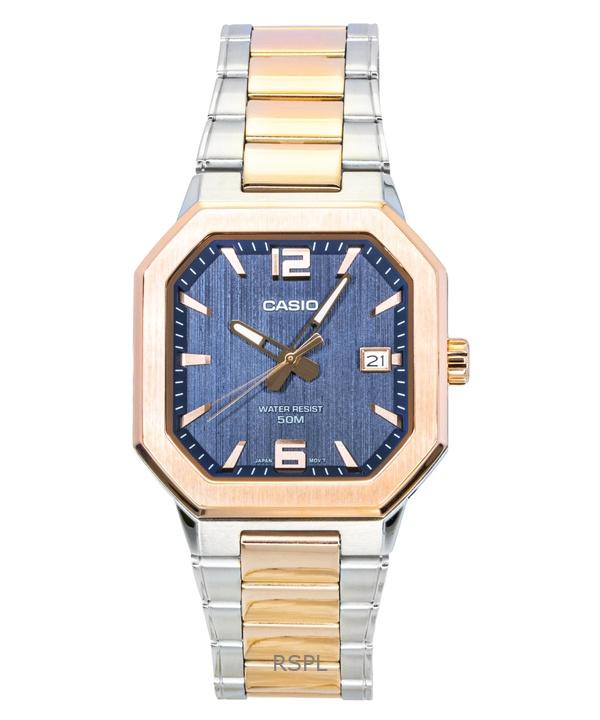 Мужские часы Casio Аналоговые Двухцветные Нержавеющая сталь Черный циферблат Кварцевые MTP-B195RG-2AV чёрный