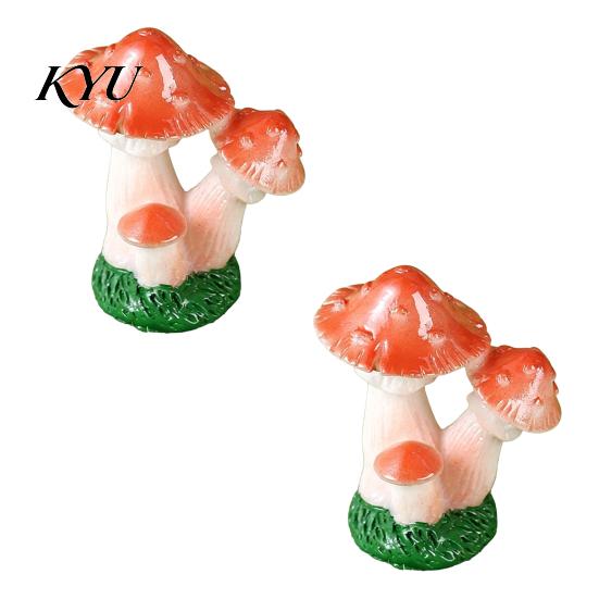 DIY Craft Supplies 2 Pcs Mini Mushroom Figurines, Miniature Resin Figures Tabletop Scenes for Micro Landscape, Fairy Garden, Aquarium, Bonsai