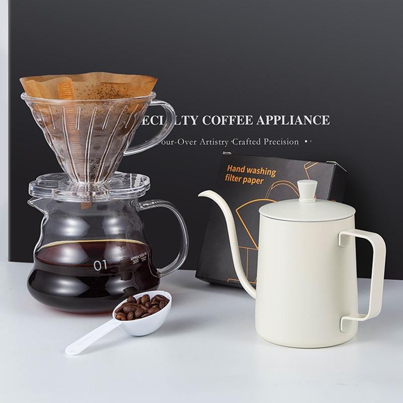 Gift Set of Pour-over Coffee Maker and Accessories - Coffee Utensils with 5-piece Filter Set