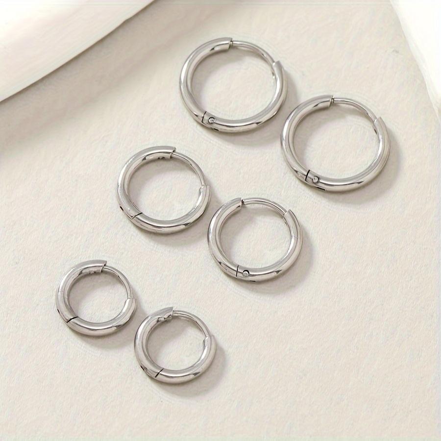 3 Paar Set Kleine Creolen Für Damen Edelstahl Silberne Winzige Creolen Set Für Herren Mehrere Piercings 12/14/16mm