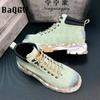 Fashion High Top Color Block Leather Boots Men Fashion Motorcycle Ankle Colorful Designer Boots for Men Boots Lace-Up Luxury Man Shoes