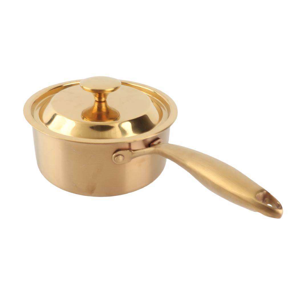Stainless Steel Thickened Milk Pot with Lid Compound 3‑Layer Bottom Complementary Food Pot