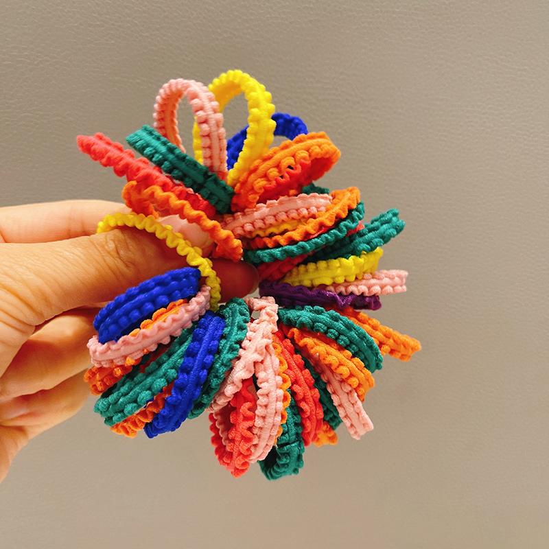 50pcs Girls Candy Color Hair Ties Elastic Hair Band Baby Cute Trendy Comfortable Headwear Hair Ties Kid Hair Accessories