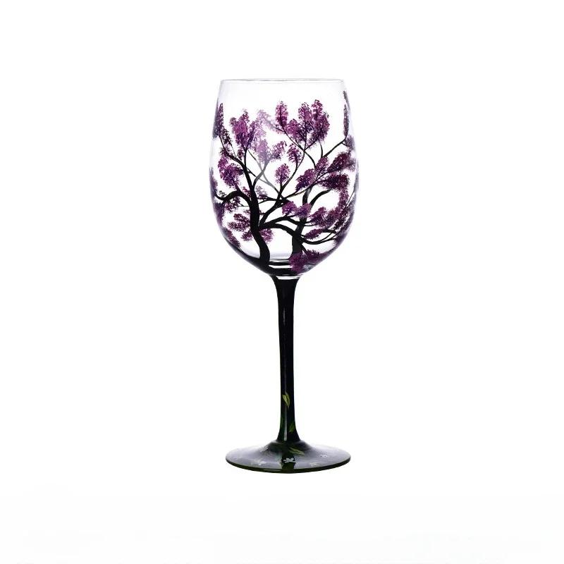 Calice Dipinto in Vetro di Cristallo Calice Creativo Dipinto a Mano Quattro Stagioni Calici da Vino Bicchieri da Bevuta Calice da Cocktail