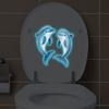 Blue Glow in The Dark Dolphin Toilet Decal Stickers Creative Bathroom Wall Art, Removable Waterproof Vinyl Decor for Home
