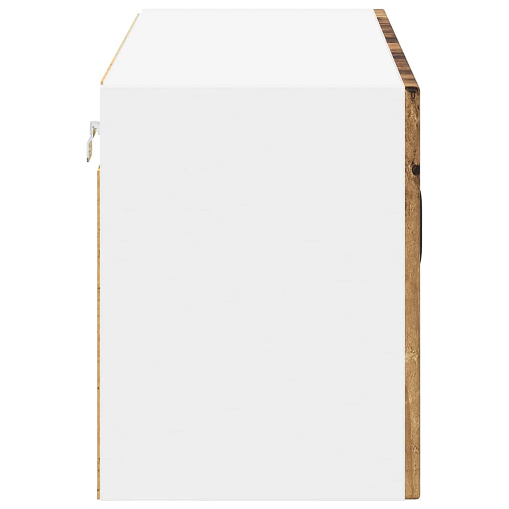 Wall Mounted Glass Cabinet LUCCA Vintage Wood Look 80 X 31 X 40 Cm Wood Based Material