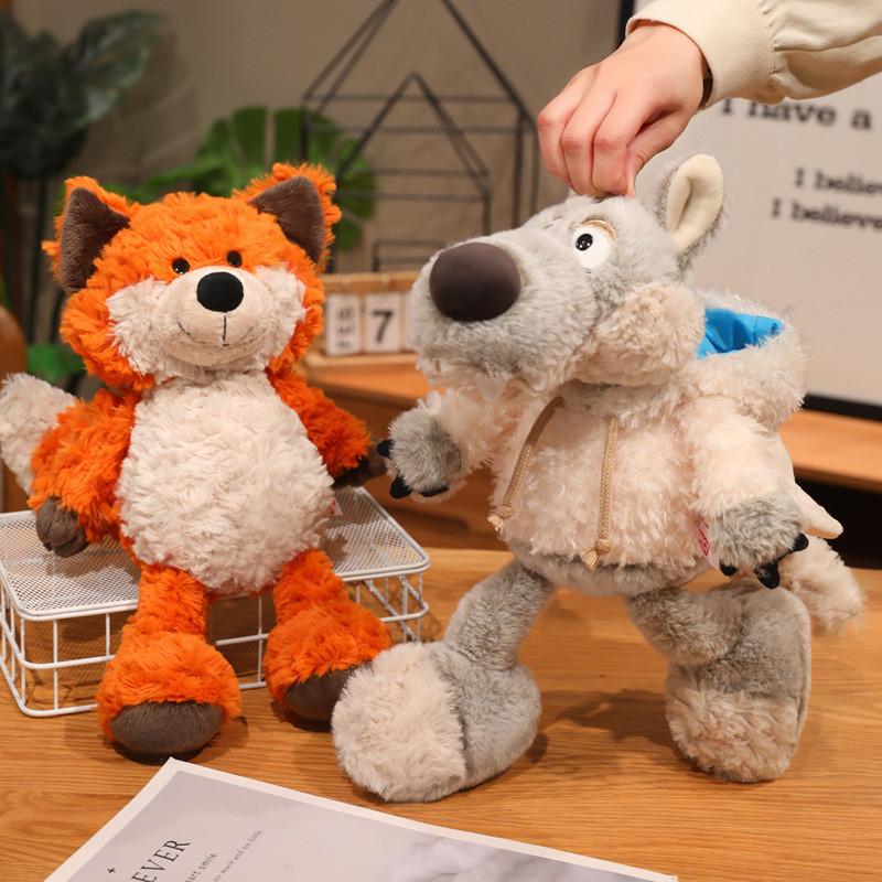 Forest Friends Plush Wolf And Fox Toys With Pp Cotton Filling For Kids Playroom Decor