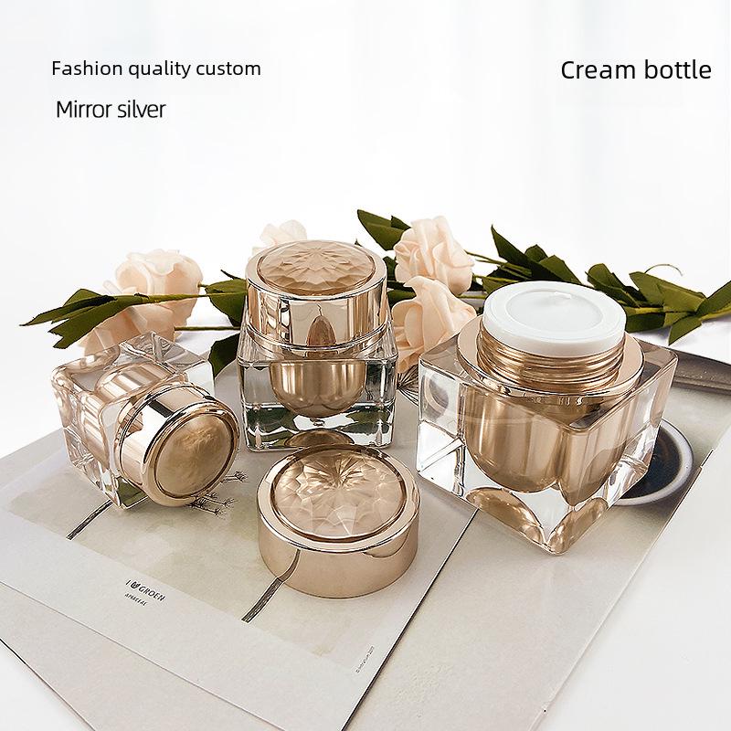 Diamond Square Acrylic Spray Bottle - Gold High-End Cosmetic Container